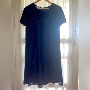 Jkara new york hand beaded navy blue dress